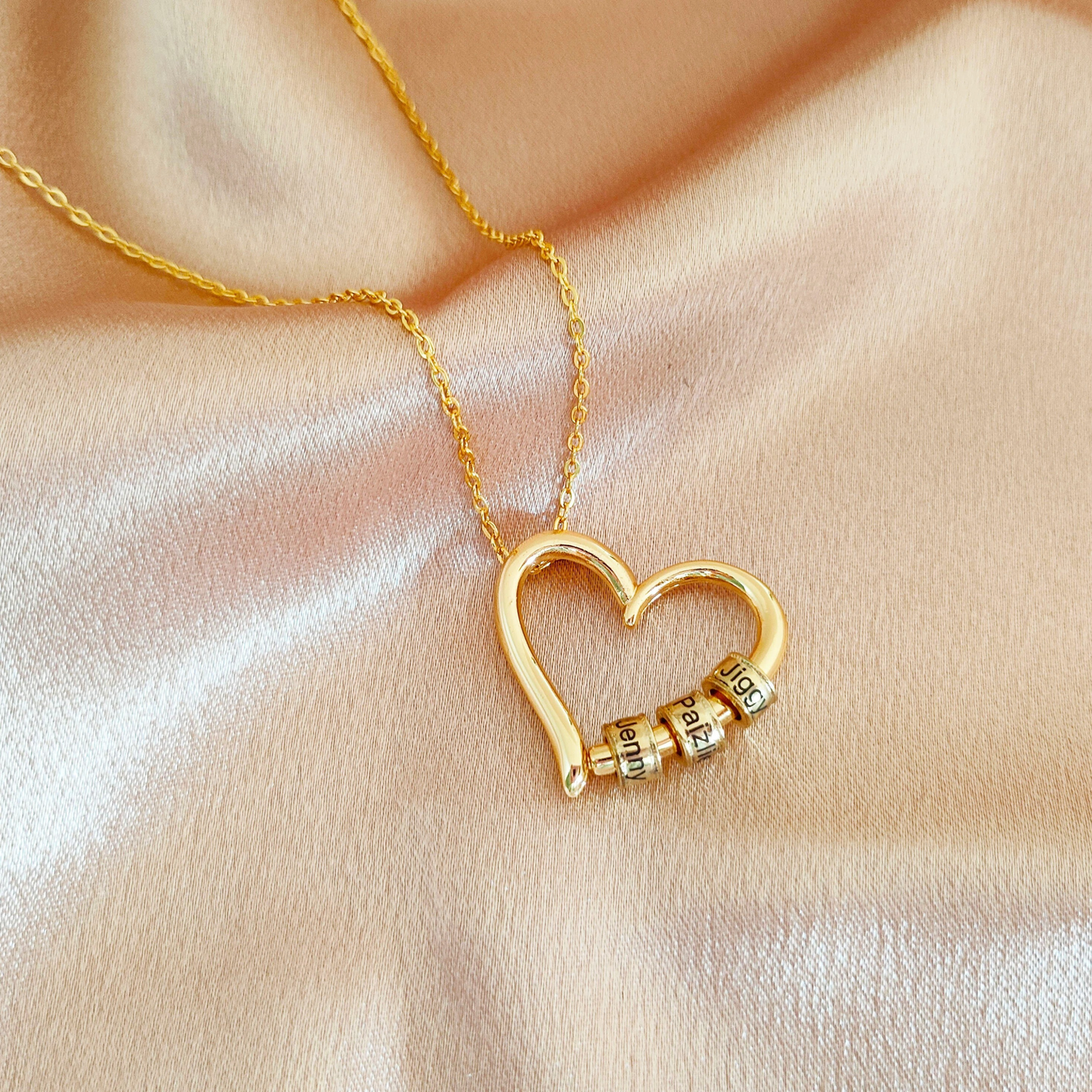 Gepersonaliseerde Hart Gegraveerde Kralen Ketting