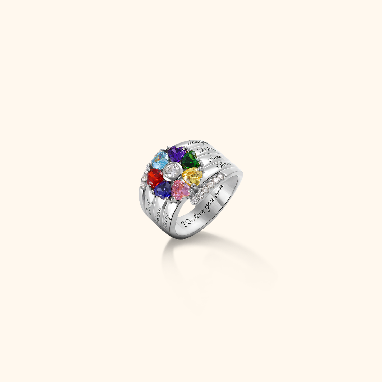 Personalized Birthstone Family Ring