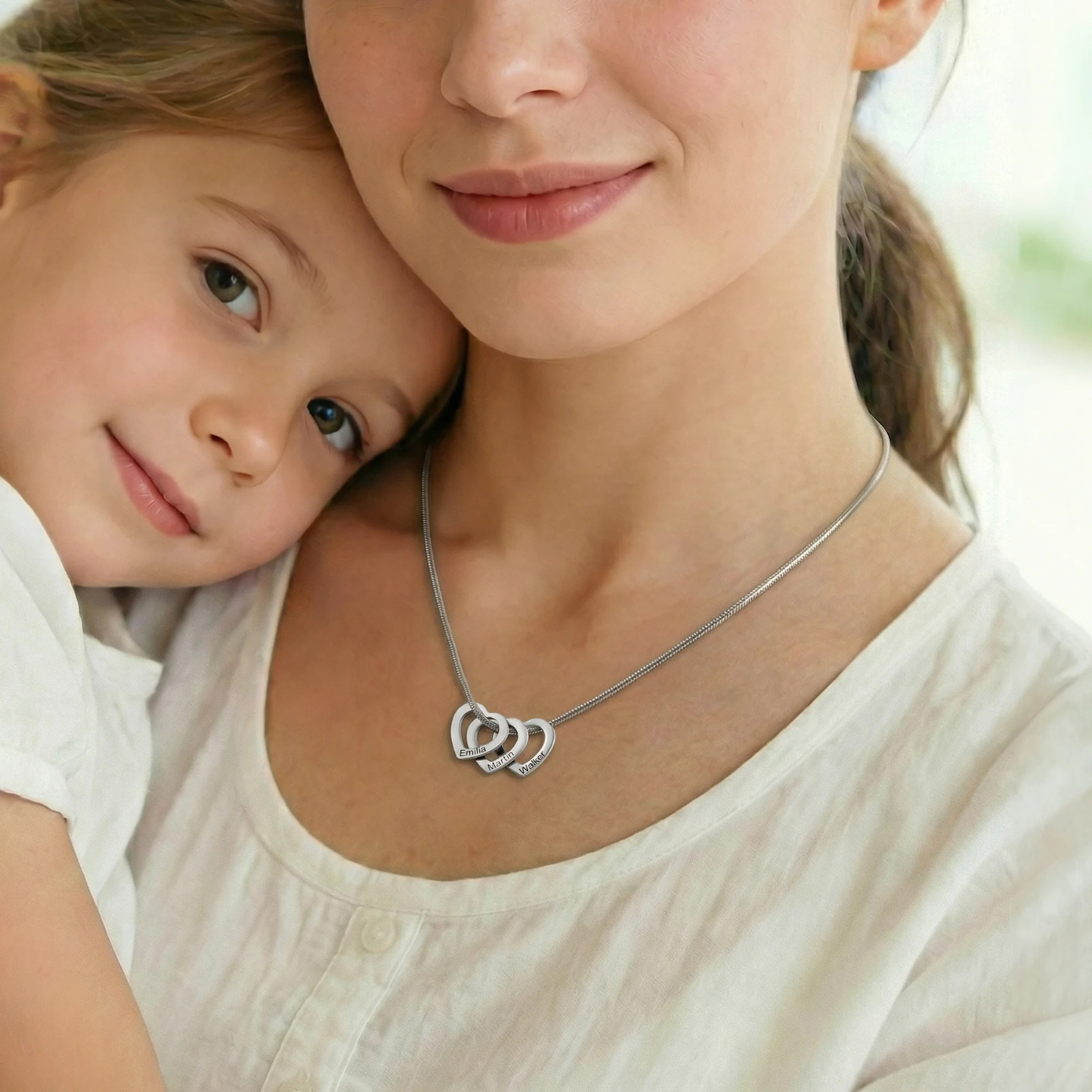 Custom Gegraveerde Familie Hart Ketting