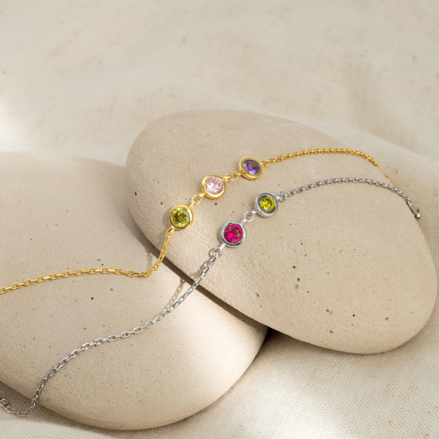 Gepersonaliseerde Multi Geboortesteen Armband