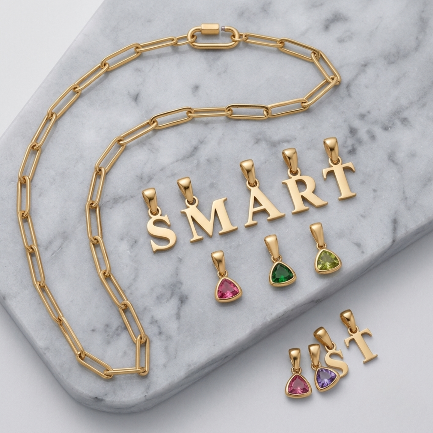 Gepersonaliseerde Initiaal Geboortesteen Slot Ketting