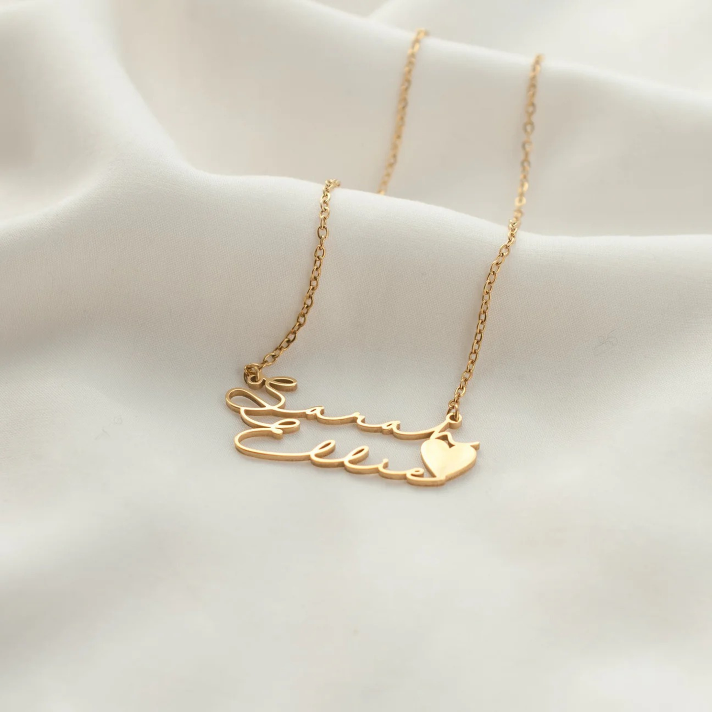 Gepersonaliseerde Twee Namen Hart Ketting