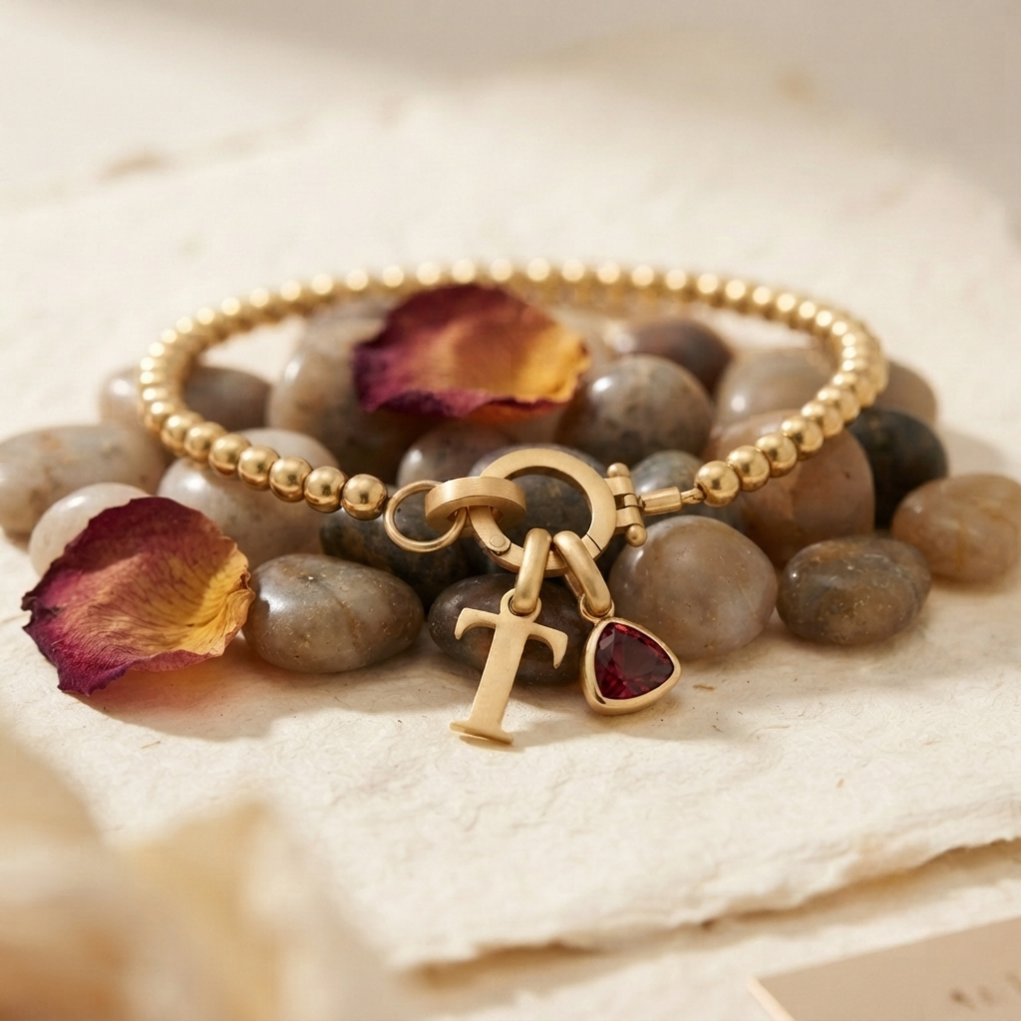 Gepersonaliseerde Initiaal Geboortesteen Kralen Armband