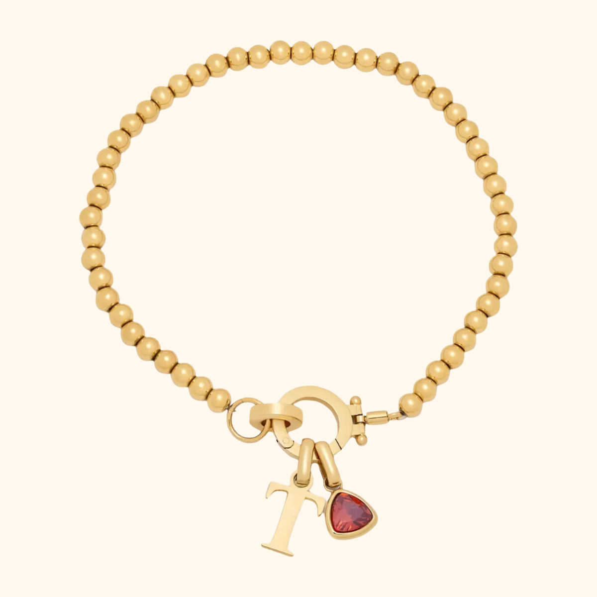 Gepersonaliseerde Initiaal Geboortesteen Kralen Armband