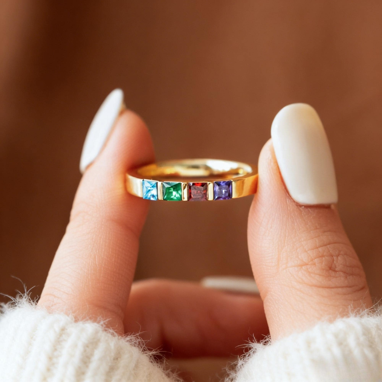 Gepersonaliseerde Geboortesteen Band Ring