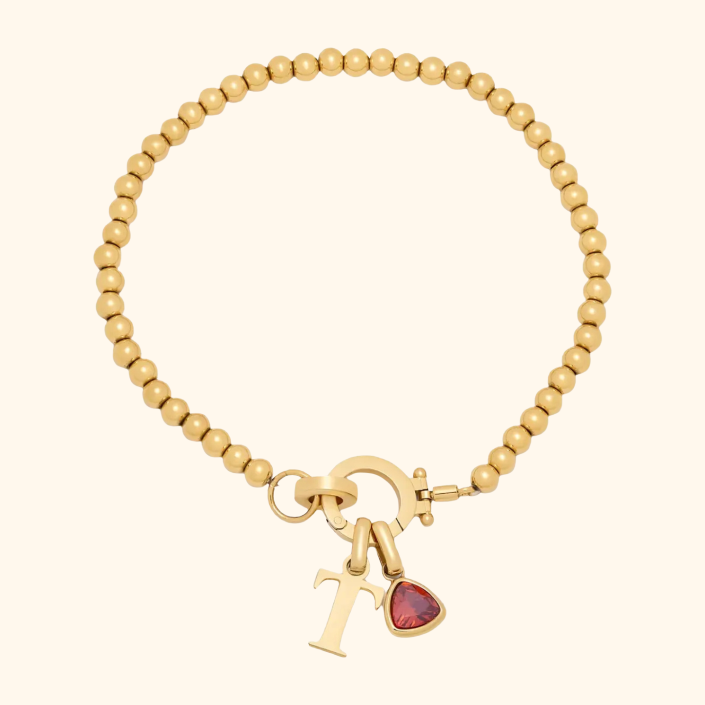 Gepersonaliseerde Initiaal Geboortesteen Kralen Armband