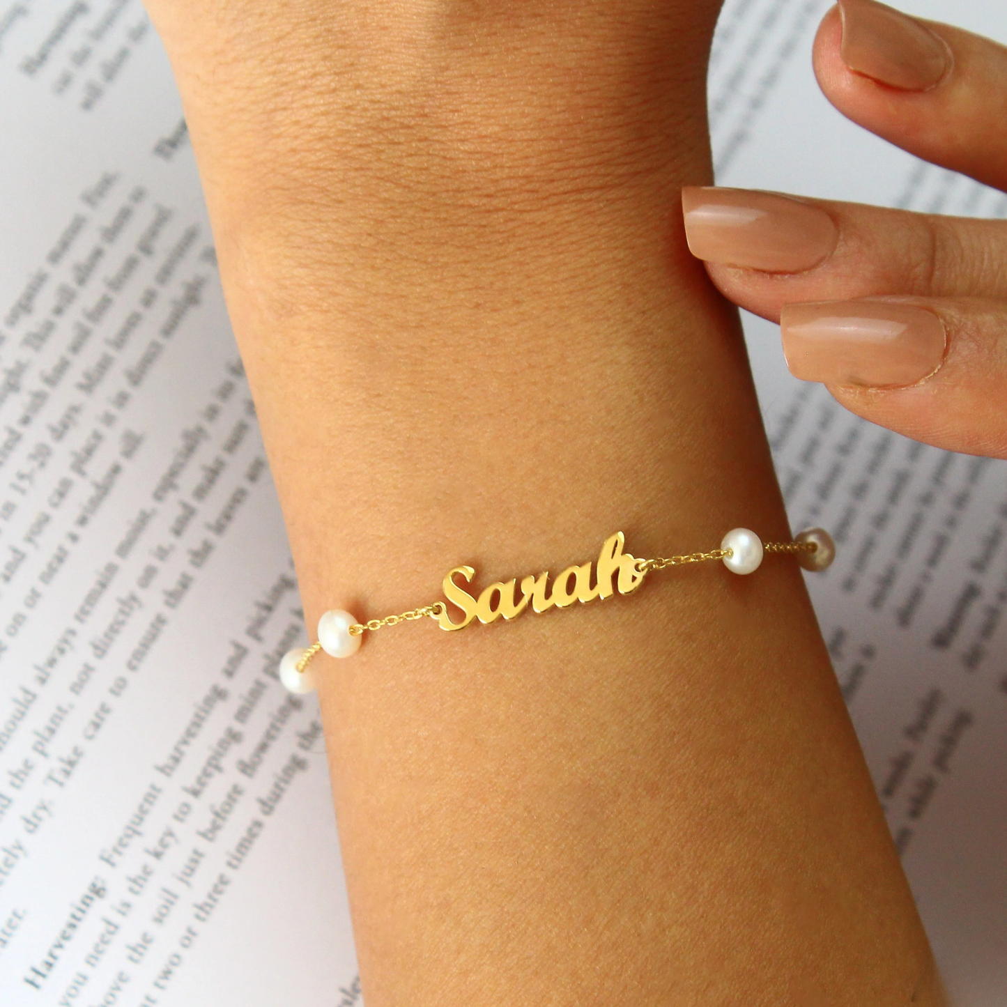 Gepersonaliseerde Fijne Parel Naam Armband