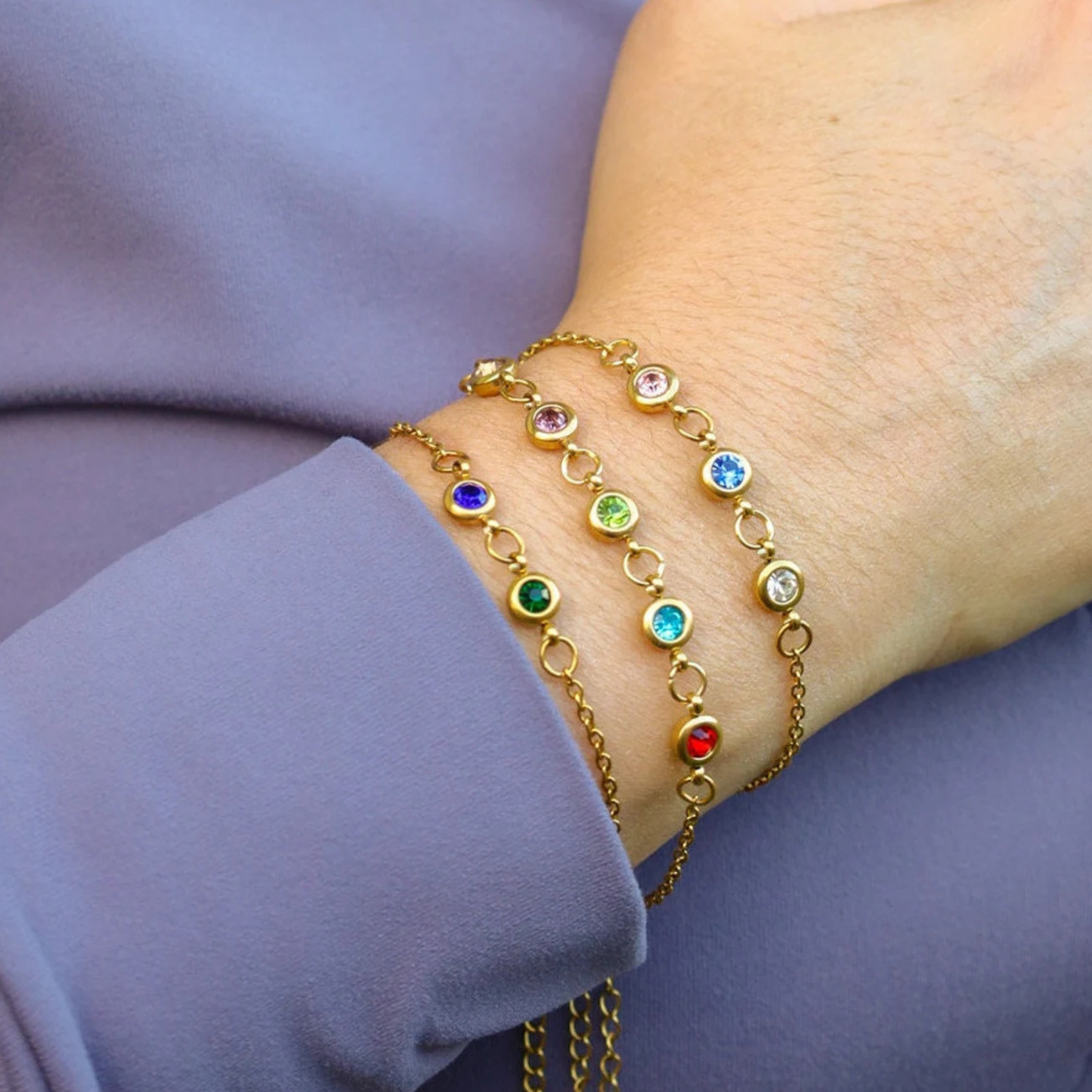 Gepersonaliseerde Multi Geboortesteen Armband