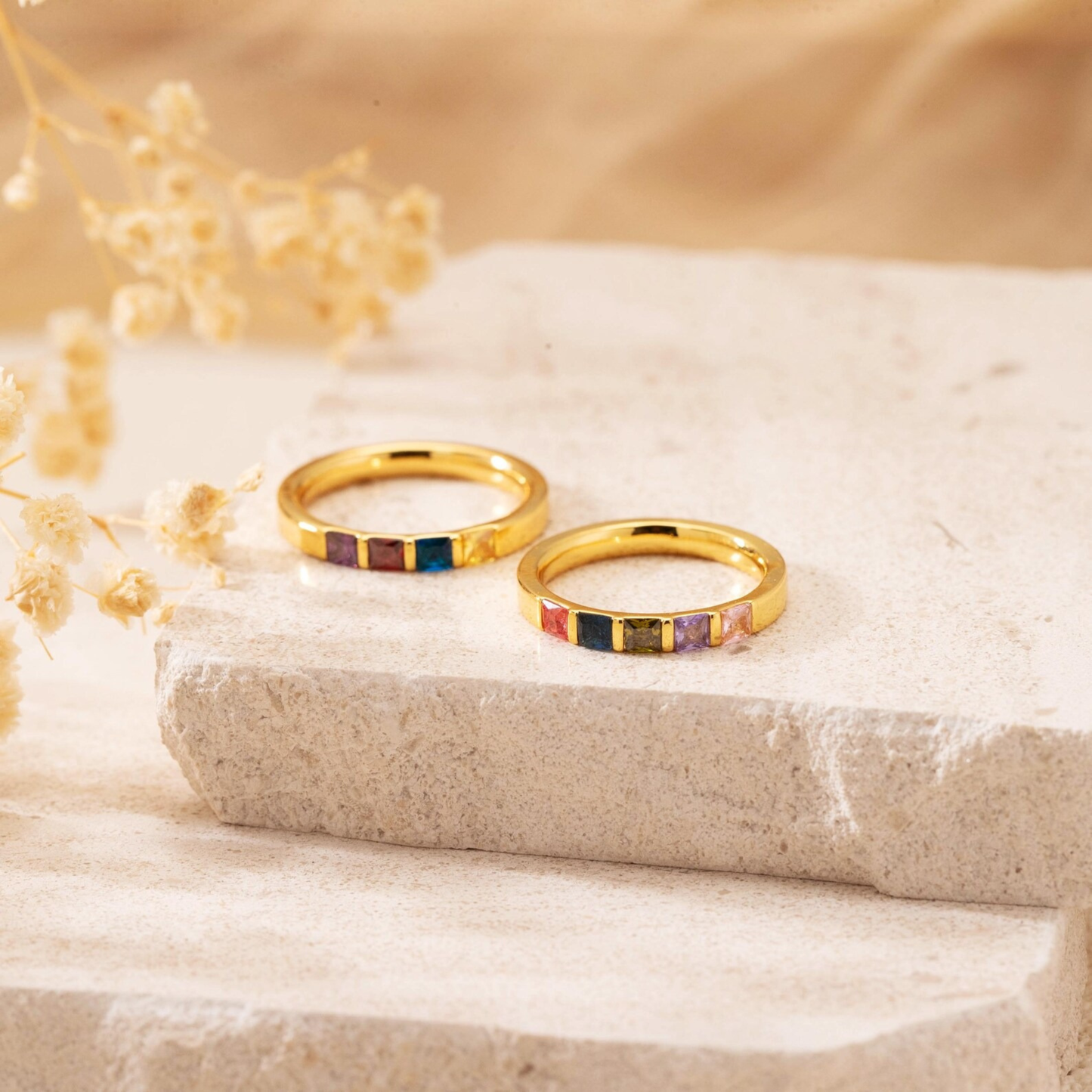 Gepersonaliseerde Geboortesteen Band Ring