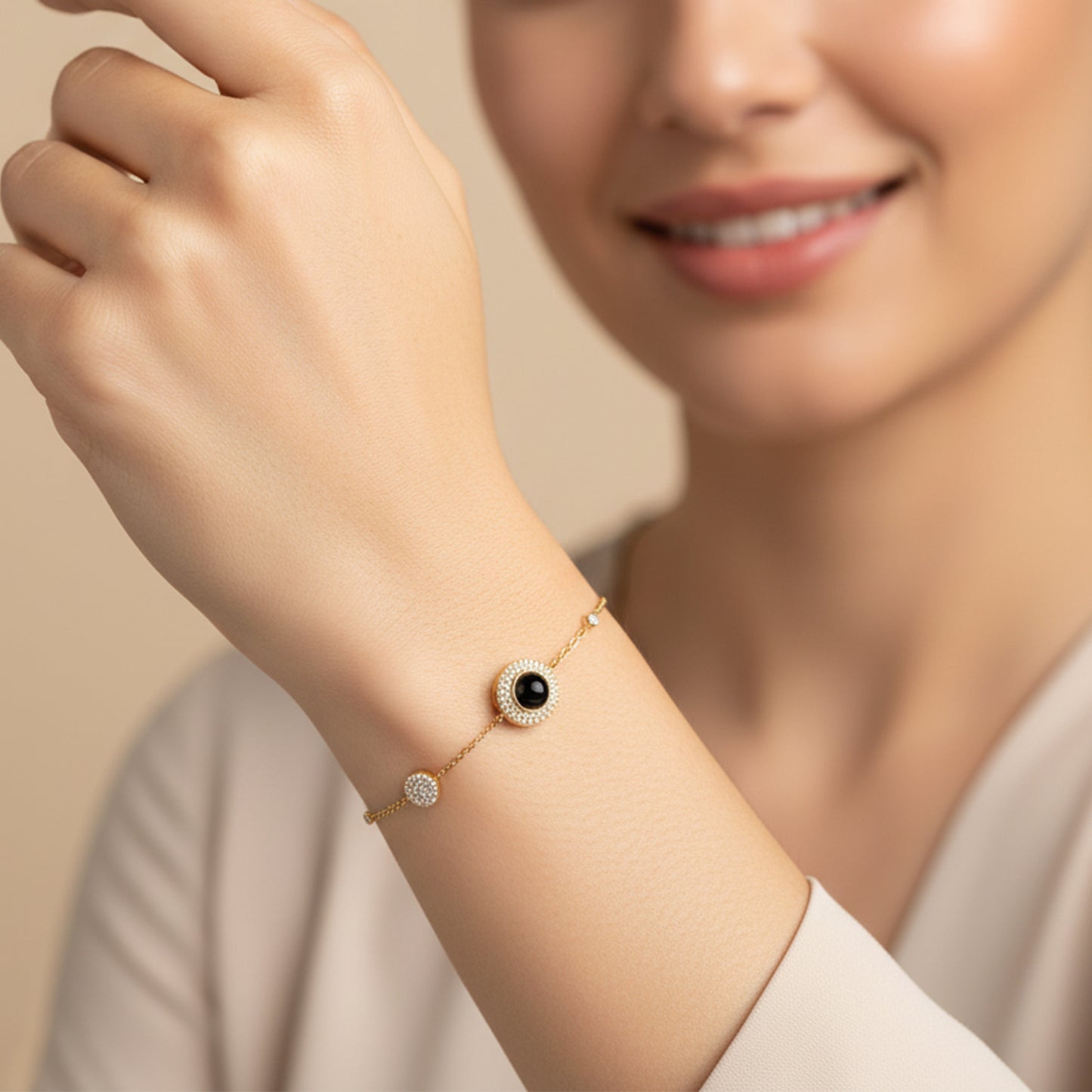 Fonkelende Pave Cirkel Foto Armband