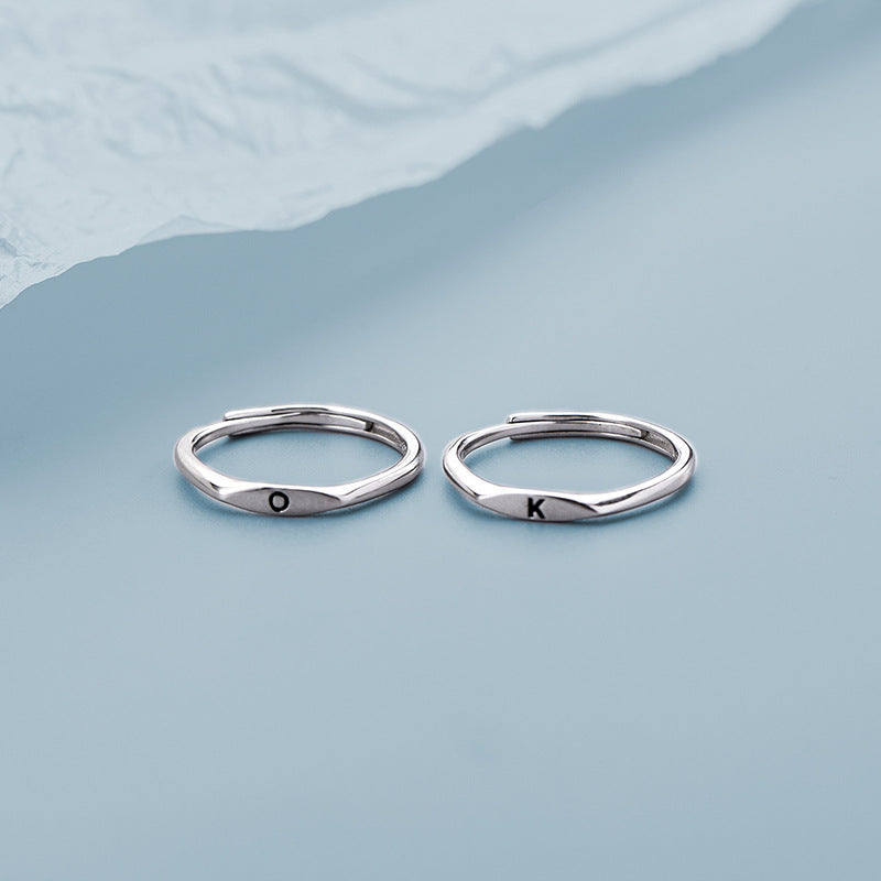 Gegraveerde Zilveren Initialen Ring