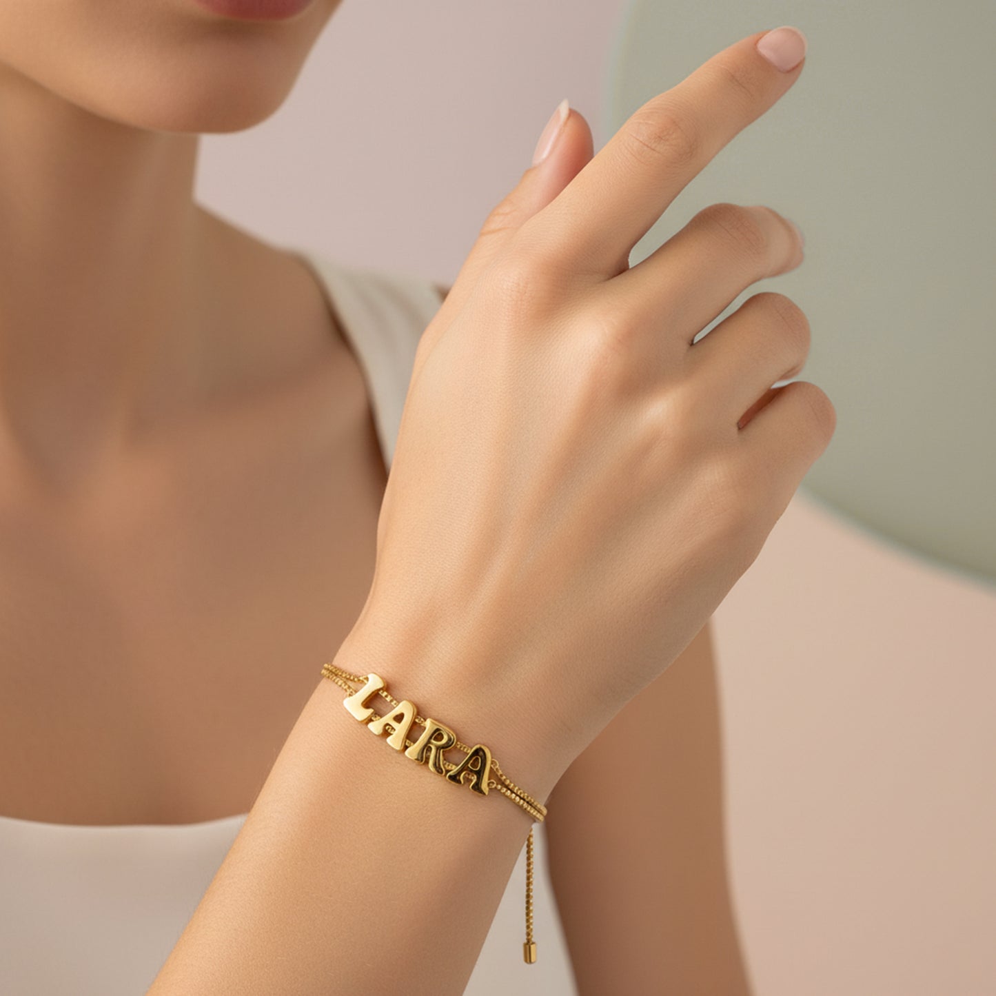 Bubbel Letter Naam Armband