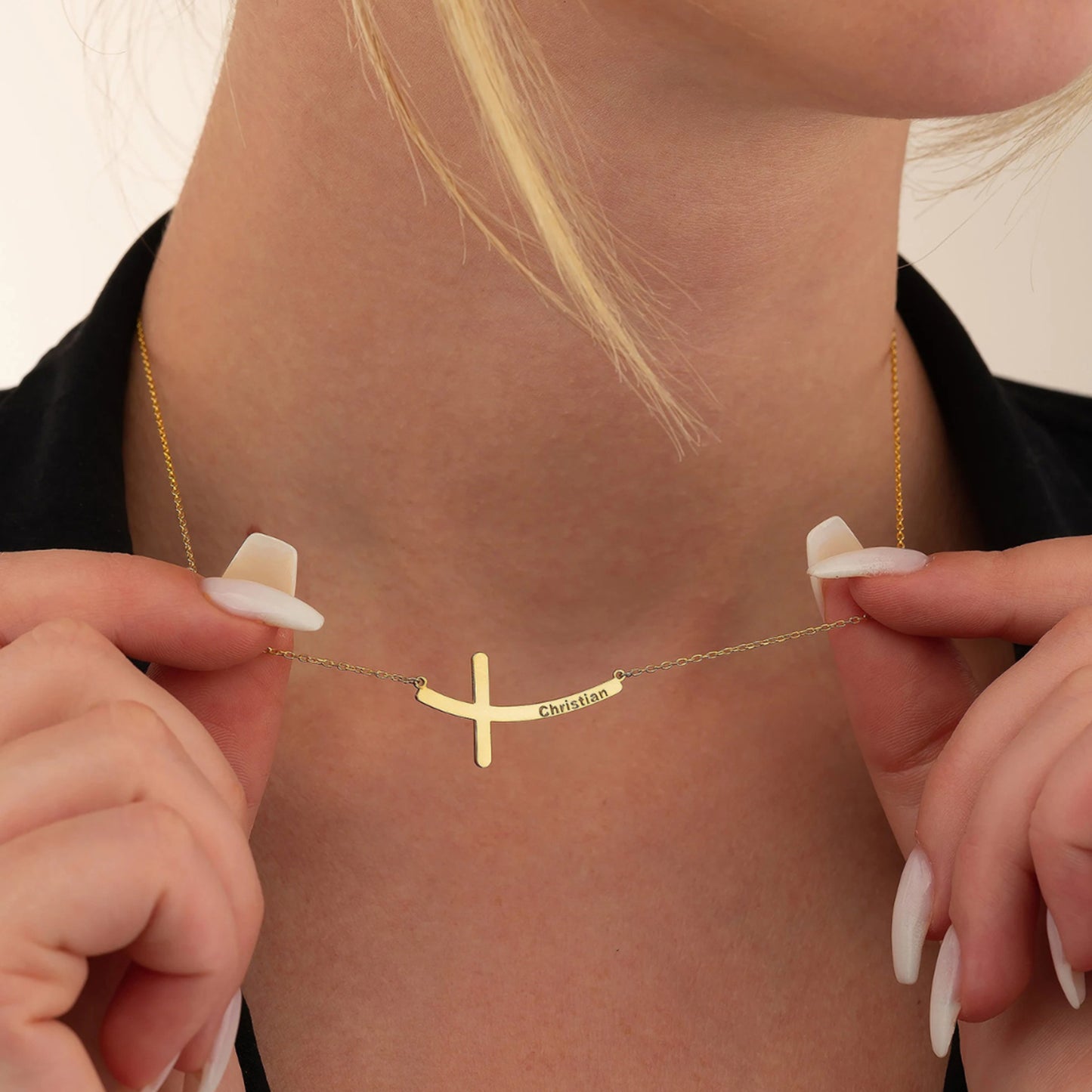 Persoonlijke Gebogen Kruis Ketting