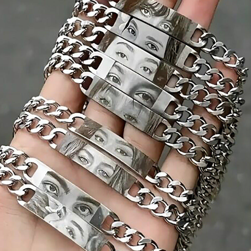 Gepersonaliseerde Gegraveerde Ogen Armband