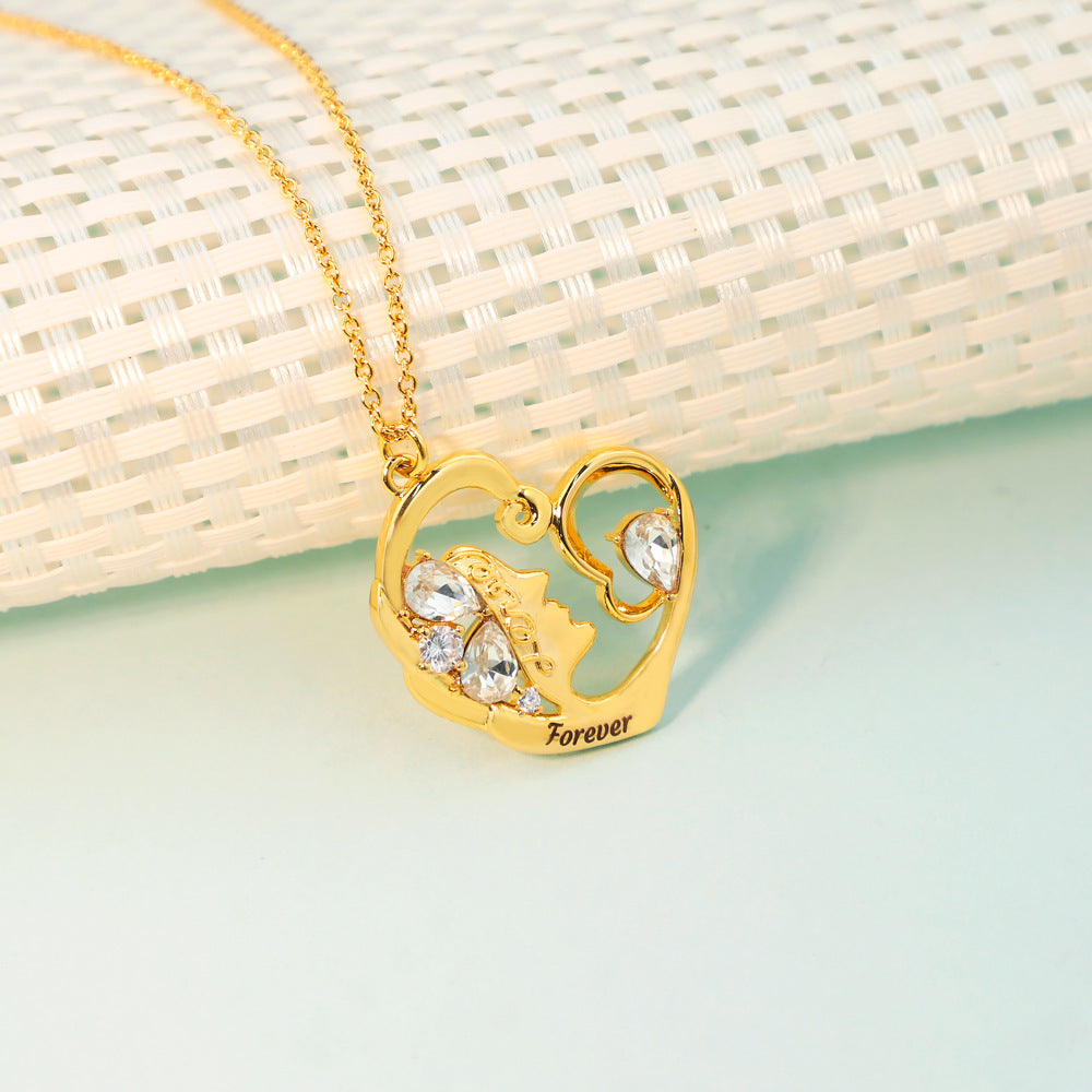 Mother's Heart Birthstone Necklace