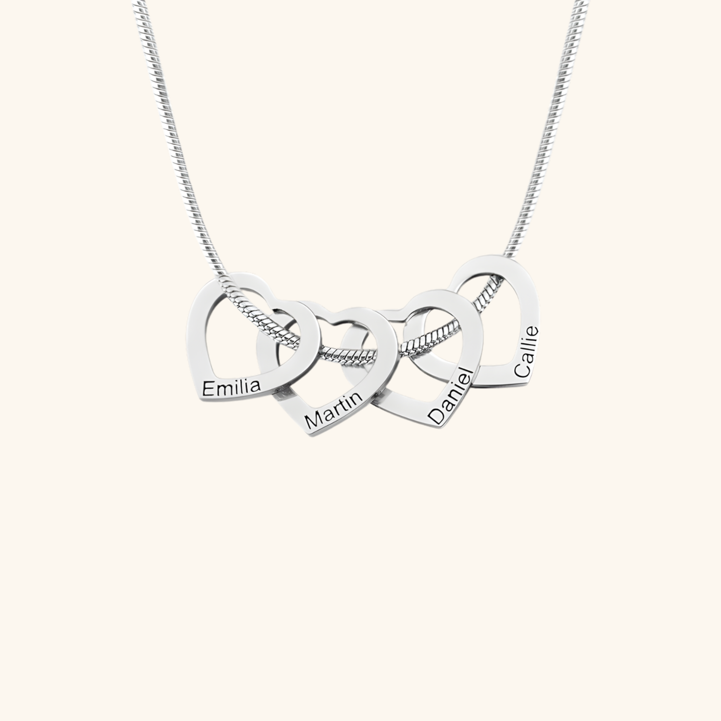 Custom Gegraveerde Familie Hart Ketting