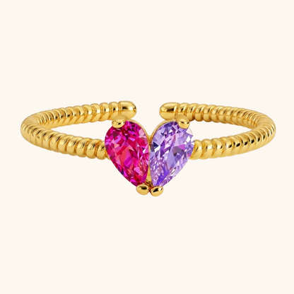Gepersonaliseerde Hart Geboortesteen Ring