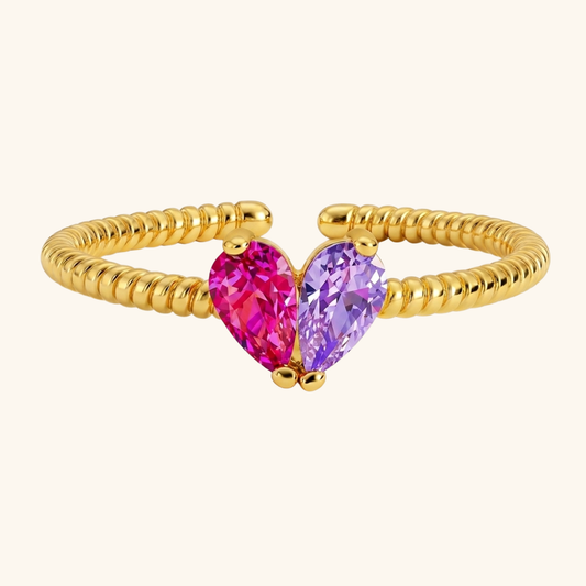 Gepersonaliseerde Hart Geboortesteen Ring