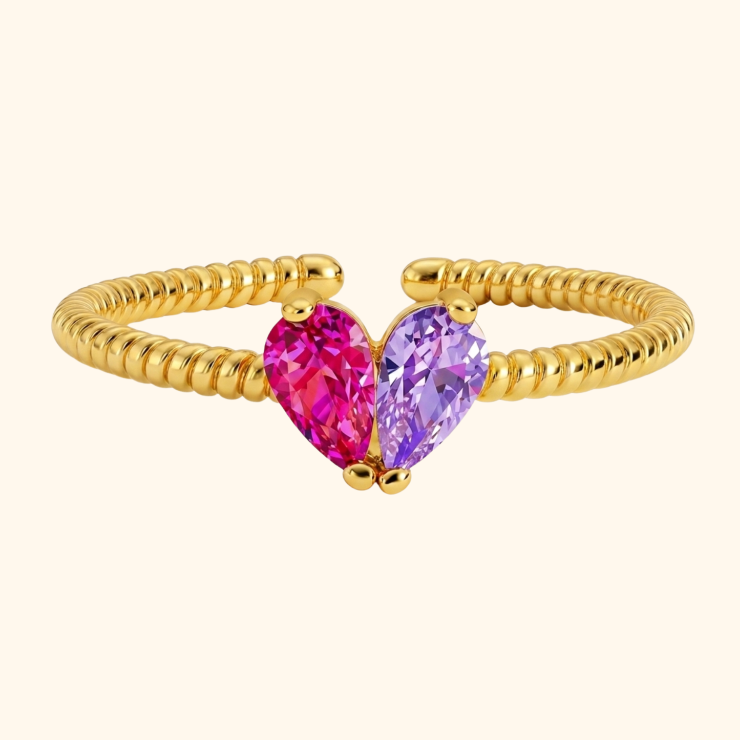 Gepersonaliseerde Hart Geboortesteen Ring