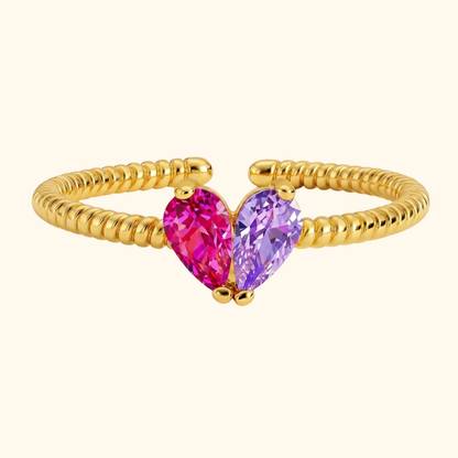 Gepersonaliseerde Hart Geboortesteen Ring