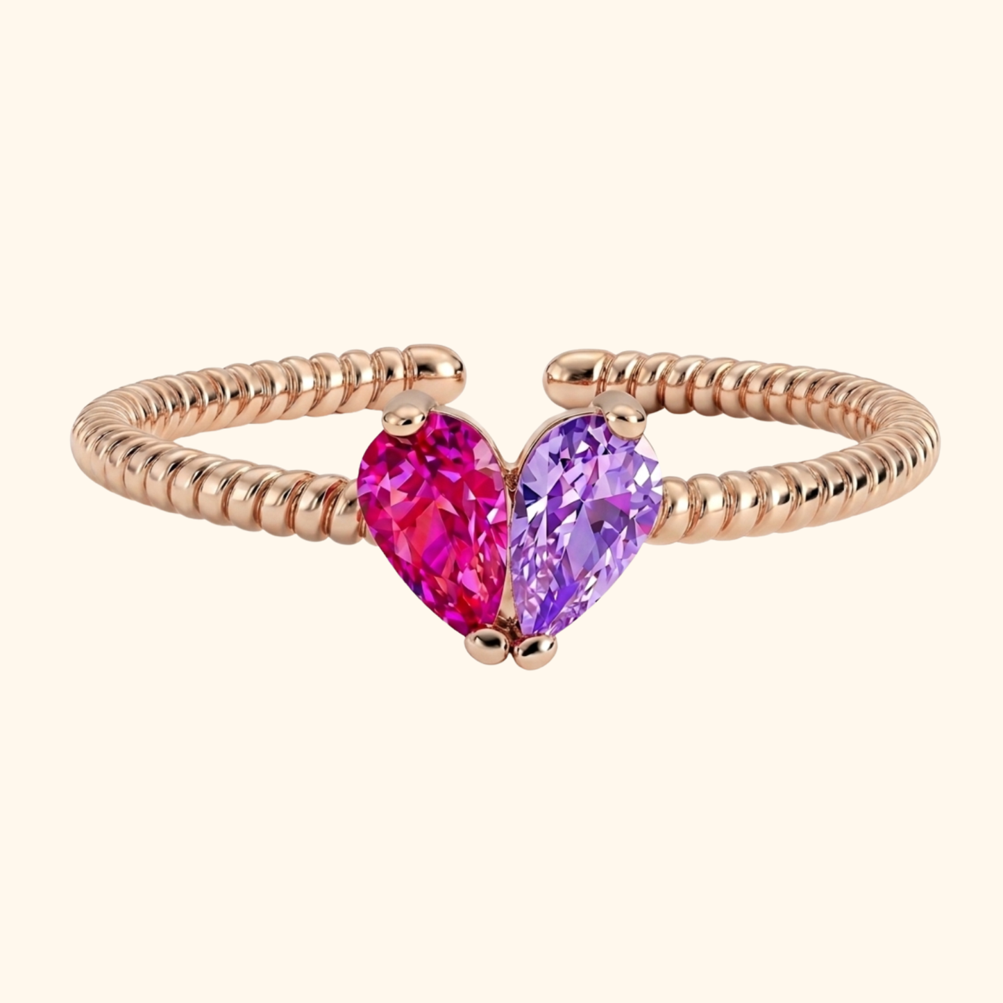 Gepersonaliseerde Hart Geboortesteen Ring