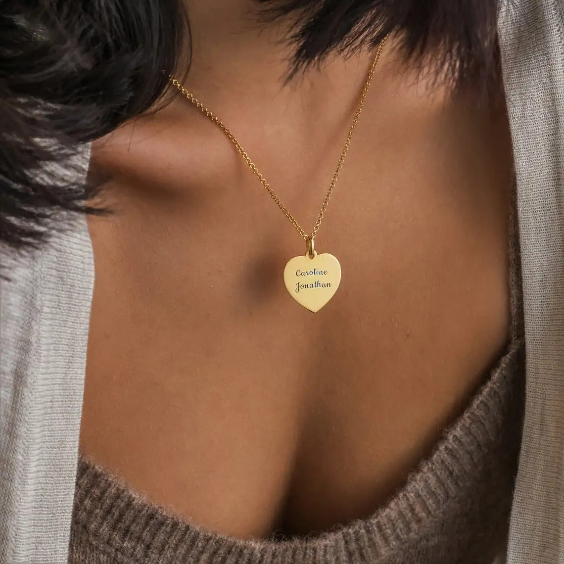 Heart Necklace with Personalized Engraving