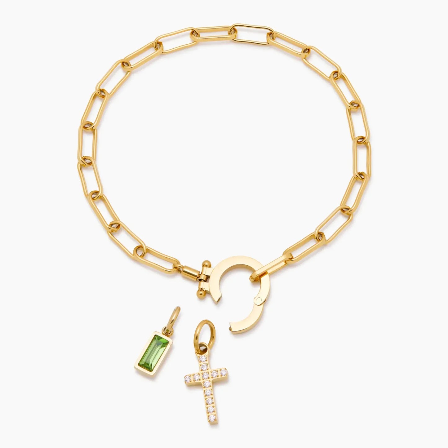 Geboortesteen Kruis Bedel Schakel Armband