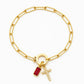 Geboortesteen Kruis Bedel Schakel Armband