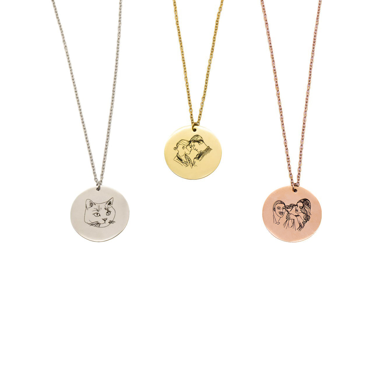 Necklace with Personalized Round Pendant