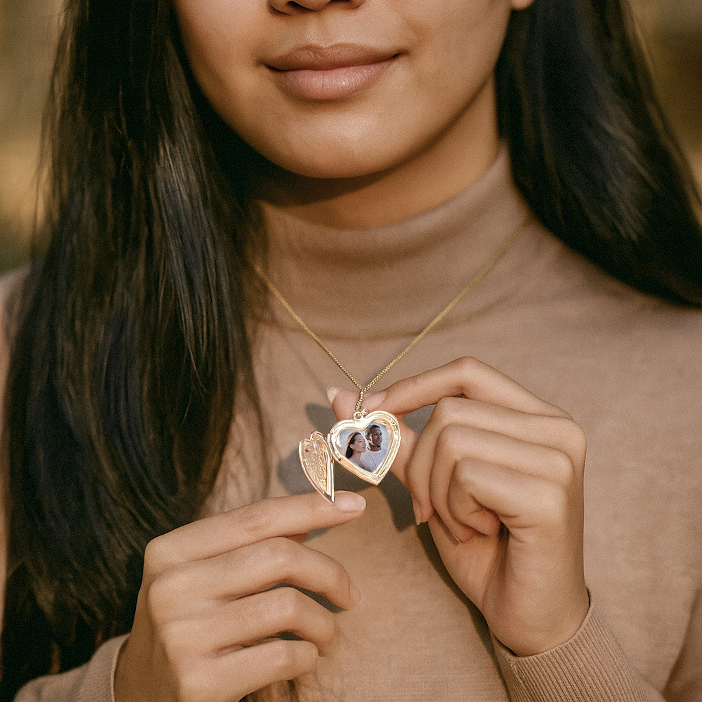 Heart Shaped Photo Locket Necklace