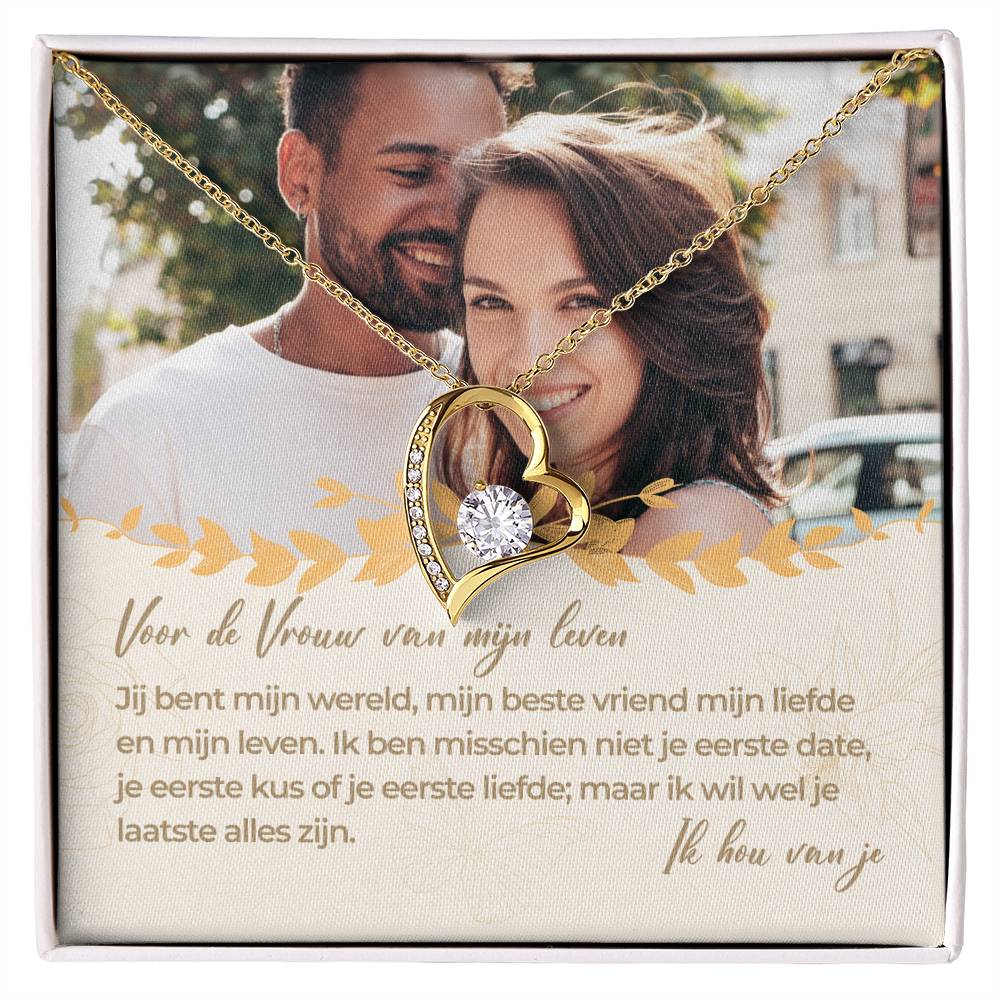 Voor de Vrouw Van Mijn Leven Sparkling Hart Ketting met Personaliseerbare Foto