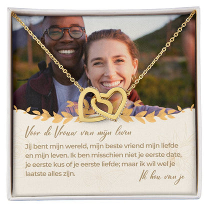 Voor de Vrouw Van Mijn Leven Interlocked Hart Ketting met Personaliseerbare Foto