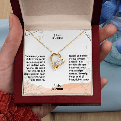 Lieve Mama | Ik hou van je  | Liefs, je zoon | Hart Ketting