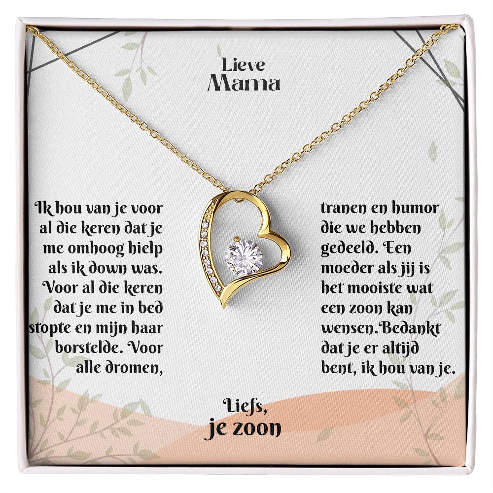 Dear Mom | I love you | Love, your son | Heart Necklace