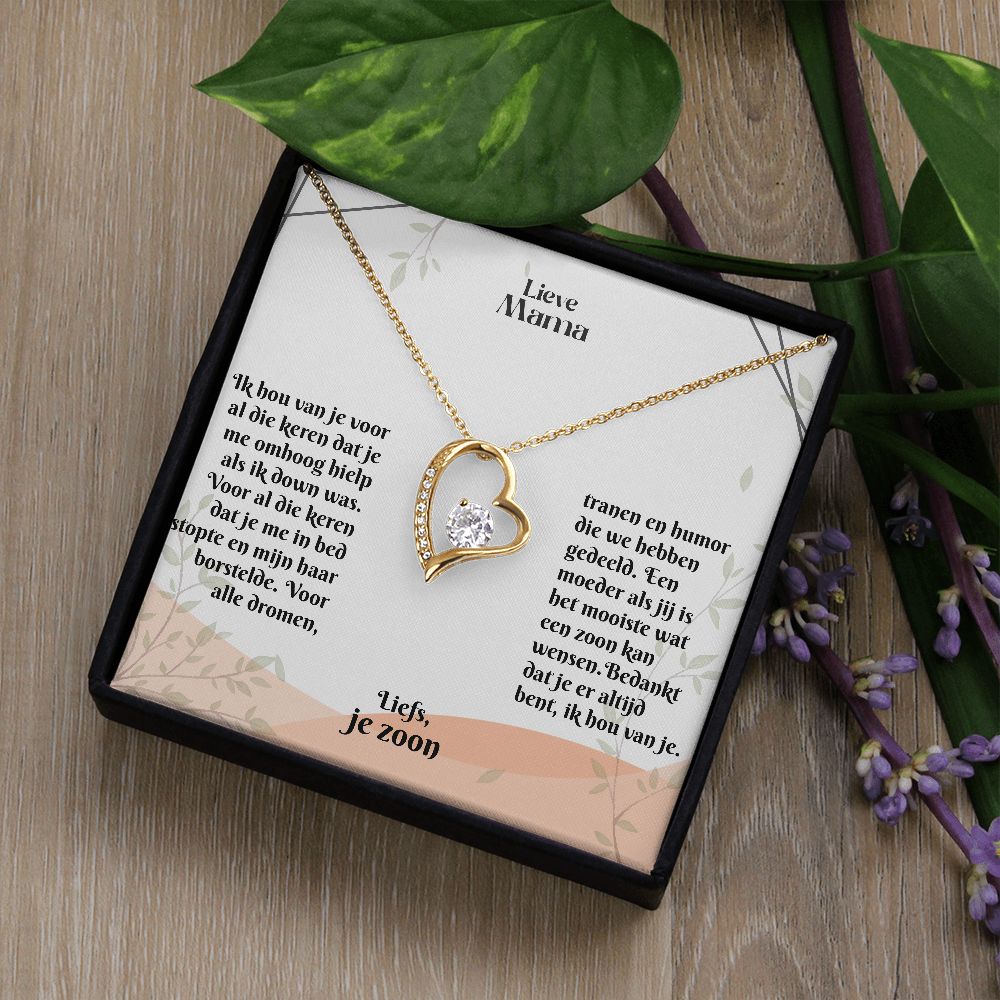 Dear Mom | I love you | Love, your son | Heart Necklace